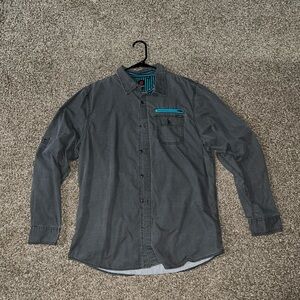 Ocean Current Vintage OG Grey Blue Casual Button Down Long Sleeve Dress Shirt